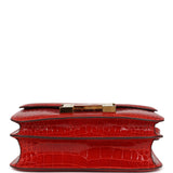 Pre-owned Hermes Constance 24 Geranium Shiny Alligator Gold Hardware