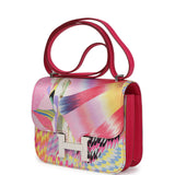 Pre-owned Hermes Constance 18 "Marble Silk" Rose Mexico Swift Palladium Hardware