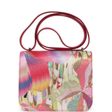 Pre-owned Hermes Constance 18 "Marble Silk" Rose Mexico Swift Palladium Hardware