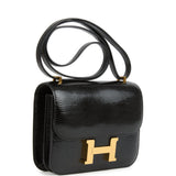 Hermes Constance 18 Black Varanus Salvator Lizard Gold Hardware