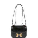 Hermes Constance 18 Black Varanus Salvator Lizard Gold Hardware