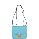 Hermes Constance 1-18 Celeste Epsom Gold Hardware