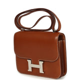Pre-owned Hermes Constance 18 Fauve Barenia Palladium Hardware