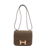 Pre-owned Hermes Constance 18 Etoupe Epsom Rose Gold Hardware