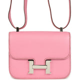 Pre-owned Hermes Micro Constance 14 Bubblegum Epsom Palladium Hardware