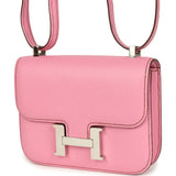 Pre-owned Hermes Micro Constance 14 Bubblegum Epsom Palladium Hardware