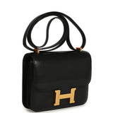 Hermes Constance 18 Black Chevre Chamkila Gold Hardware