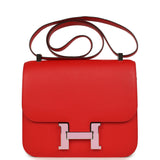 Pre-owned Hermes Constance 24 Rouge De Coeur Epsom Lacquered Palladium Hardware