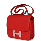 Pre-owned Hermes Constance 24 Rouge De Coeur Epsom Lacquered Palladium Hardware