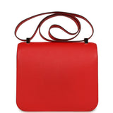Pre-owned Hermes Constance 24 Rouge De Coeur Epsom Lacquered Palladium Hardware