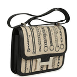 Pre-owned Hermes Constance 24 Toile De Camp Déchaînée and Black Swift Palladium Hardware