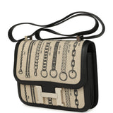 Pre-owned Hermes Constance 24 Toile De Camp Déchaînée and Black Swift Palladium Hardware