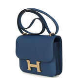 Hermes Constance 18 Bleu Tie Chevre Mysore Permabrass Hardware