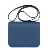 Hermes Constance 18 Bleu Tie Chevre Mysore Permabrass Hardware