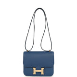 Hermes Constance 18 Bleu Tie Chevre Mysore Permabrass Hardware