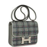 Hermes Constance 18 Tartan Bleu Glacier Swift Palladium Hardware