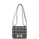 Hermes Constance 18 Tartan Bleu Glacier Swift Palladium Hardware