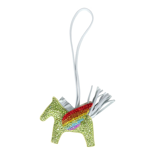 Custom Swarovski Crystal Hermes Pegasus Rodeo Bag Charm PM Jaune Bourgeone/Nata/Bleu Brume Milo Lambskin