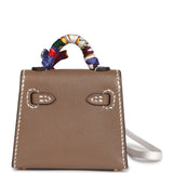 Hermes Mini Kelly Twilly Bag Charm Etoupe Tadelakt Gold Hardware