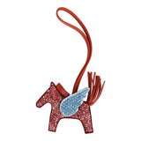 Custom Red Swarovski Crystal Hermes Bedazzled Pegase Rodeo Bag Charm PM Rouge Grenat/Bleu Brume/Cornaline Milo Lambskin