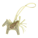 Custom Yellow Swarovski Crystal Hermes Pegase Bedazzled Rodeo Bag Charm PM Jaune Milton Milo Lambskin