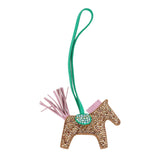 Custom Multicolor Swarovski Crystal Hermes Bedazzled Rodeo Bag Charm PM Chai, Mauve Sylvestre & Menthe Milo Lambskin