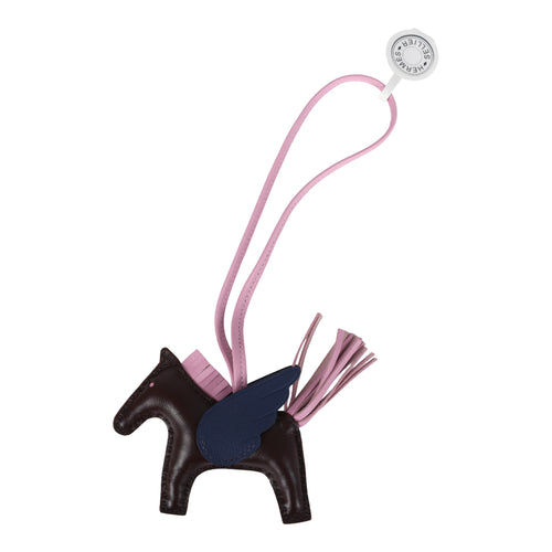Hermes Pegase Rodeo Bag Charm PM Rouge Sellier, Mauve Sylvestre & Bleu Saphir Milo Lambskin