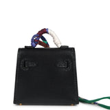 Hermes Mini Kelly Twilly Bag Charm Black Tadelakt Gold Hardware