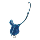 Custom Blue Swarovski Crystal Hermes Paddock Saddle Bag Charm Bleu Zanzibar Swift Palladium Hardware