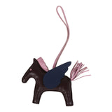 Hermes Pegase Rodeo Bag Charm MM Rouge Sellier, Mauve Sylvestre and Bleu Saphir Milo Lambskin