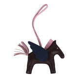 Hermes Pegase Rodeo Bag Charm MM Rouge Sellier, Mauve Sylvestre and Bleu Saphir Milo Lambskin