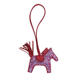 Custom Iridescent Swarovski Crystal Hermes Bedazzled Hermes Rodeo Bag Charm PM Rubis Milo Lambskin