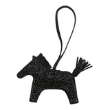 Custom Black Swarovski Crystal Hermes Bedazzled Rodeo Bag Charm MM So Black Milo Lambskin
