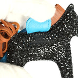 Custom Black Swarovski Crystal Hermes Rodeo Bag Charm PM Black, Bleu Zanzibar & Gold Milo Lambskin