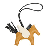 Hermes Pegase Rodeo Bag Charm PM Sesame, Black and Nata Milo Lambskin