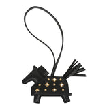 Hermes Rodeo Rock Bag Charm PM Black Milo Lambskin Gold Hardware