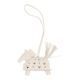 Hermes Rodeo Rock Bag Charm PM Craie Milo Lambskin Palladium Hardware