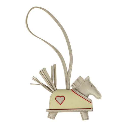 Hermes Rodeo Robeo Coeur Charm PM Craie, Jaune Milton & Rouge Radieux Milo Lambskin