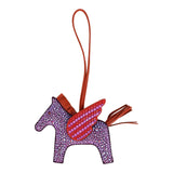 Custom Purple and Red Swarovski Crystal Hermes Bedazzled Rodeo Bag Charm MM Violet, Cornaline and Capucine Milo Lambskin