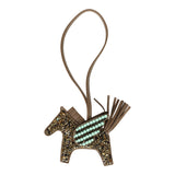 Custom Bronze Swarovski Crystal Hermes Bedazzled Pegase Rodeo Bag Charm PM Etoupe Milo Lambskin