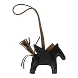 Hermes Pegase Rodeo Bag Charm PM Black and Etoupe Swift Milo Lambskin