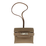 Hermes Kelly Festival Bag Charm Etoupe Swift Palladium Hardware