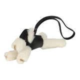 Hermes Budy Charm Black Milo Lambskin and Ecru Merino Sheepskin