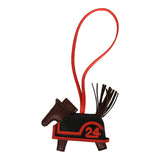 Hermes Rodeo Robeo 24 Charm PM Terre, Black and Rouge Radieux Milo Lambskin