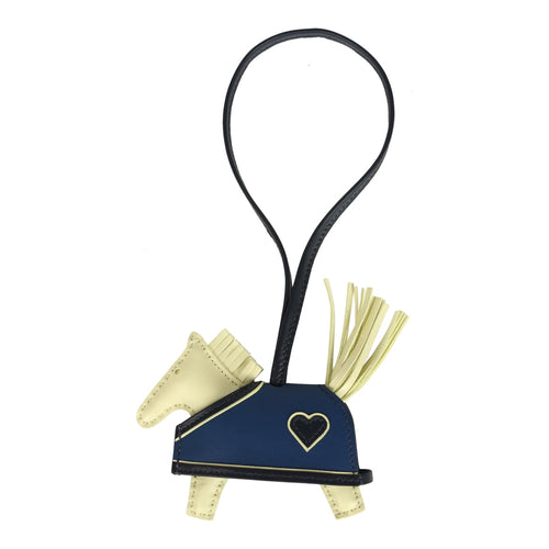 Hermes Rodeo Robeo Coeur Charm PM Jaune Milton, Bleu Nuit and Bleu Tie Milo Lambskin