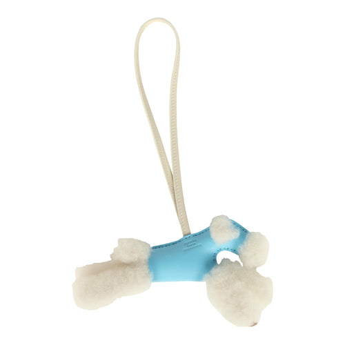 Hermes Budy Charm Craie and Celeste Milo Lambskin and Ecru Merino Wool