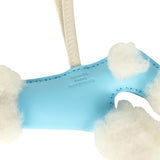 Hermes Budy Charm Craie and Celeste Milo Lambskin and Ecru Merino Wool