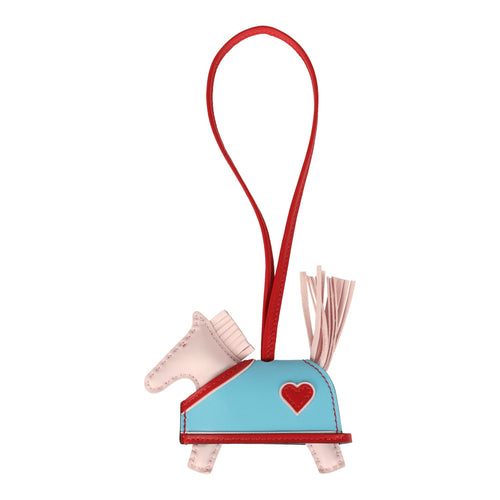 Hermes Rodeo Robeo Coeur Charm PM Rose Darling, Bleu Celeste & Rouge Radieux Milo Lambskin