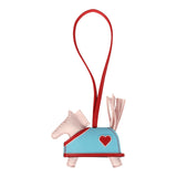 Hermes Rodeo Robeo Coeur Charm PM Rose Darling, Bleu Celeste & Rouge Radieux Milo Lambskin