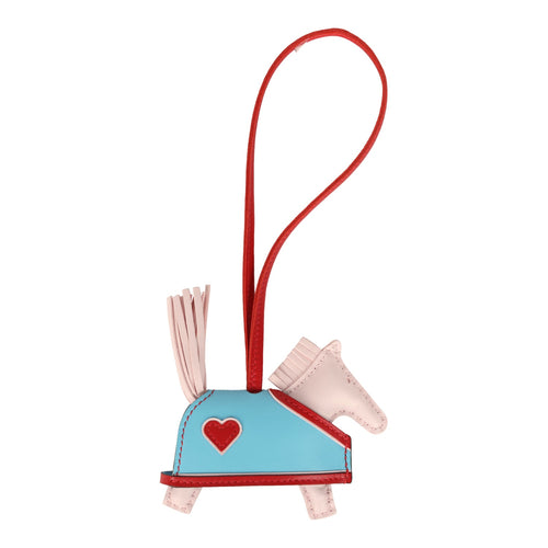 Hermes Rodeo Robeo Coeur Charm PM Rose Darling, Bleu Celeste & Rouge Radieux Milo Lambskin